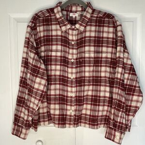 Levis Red/White/Black Plaid Cropped Flannel Button DownShirt Women’s Size XL